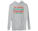 Hot Chocolate Cozy Blankets & Christmas Hoodie Movies Funny Xmas 2025, Christmas Movies Unisex Ladies Xmas, Women's Christmas Hooded Sweater