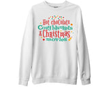 Hot Chocolate Cozy Blankets & Christmas Movies Funny Xmas Sweatshirt 2025, Christmas Movies Unisex Ladies Xmas, Girls Christmas Sweater
