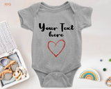 Cute Custom Text Heart Graphic Baby Bodysuit Personalised Newborn Romper Gift