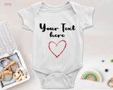 Cute Custom Text Heart Graphic Baby Bodysuit Personalised Newborn Romper Gift