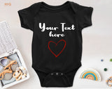 Cute Custom Text Heart Graphic Baby Bodysuit Personalised Newborn Romper Gift