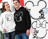 Cute Mickey and Minnie Mouse Love Hearts Matching Couple Hoodies For Christmas