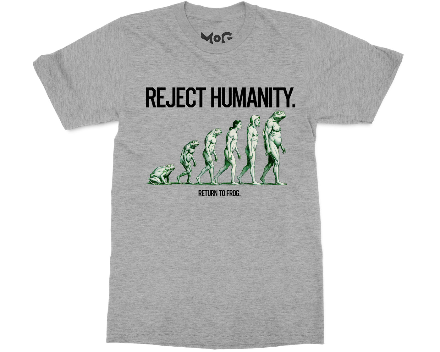 Reject Humanity Joke T-shirt Funny Frog Evolution Meme Nature Gift Tee