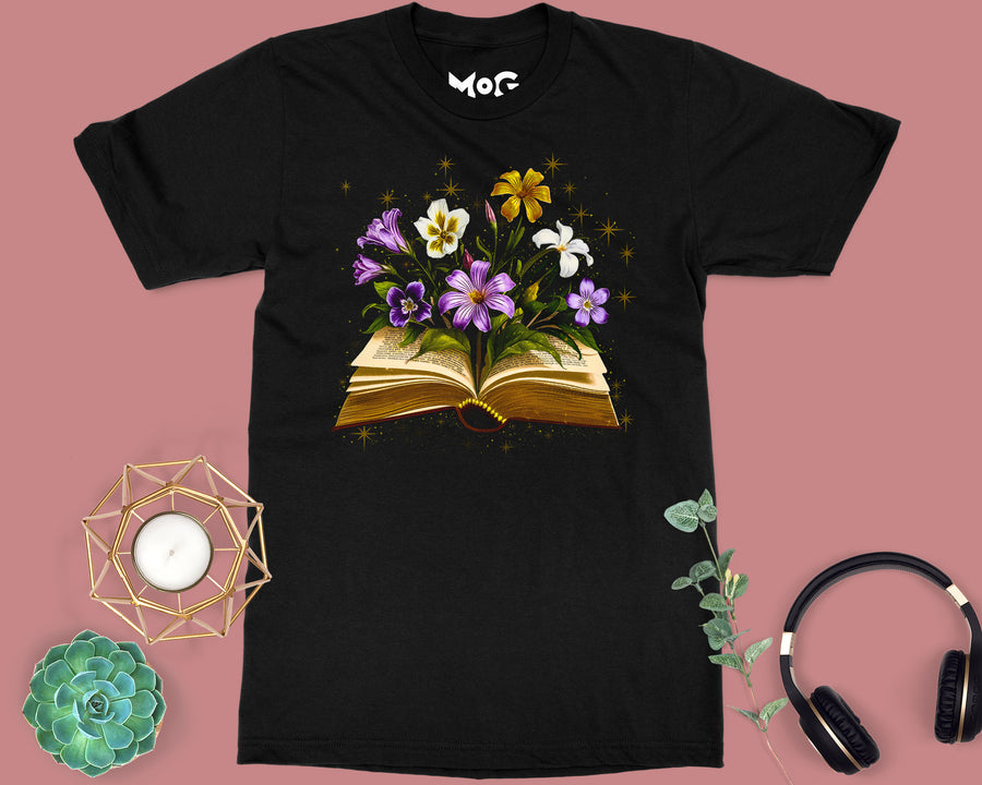 Wildflowers Books T-shirt World Book Day Reading Week Librarian Gift Tee