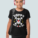Happy Red Nose Day T-Shirt Kids Scary Skull Tee School Students Top