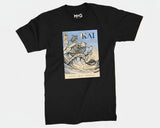 Japanese Kanagawa The Great Wave T-shirt Turtle Kanji Top Edo Frog Tee