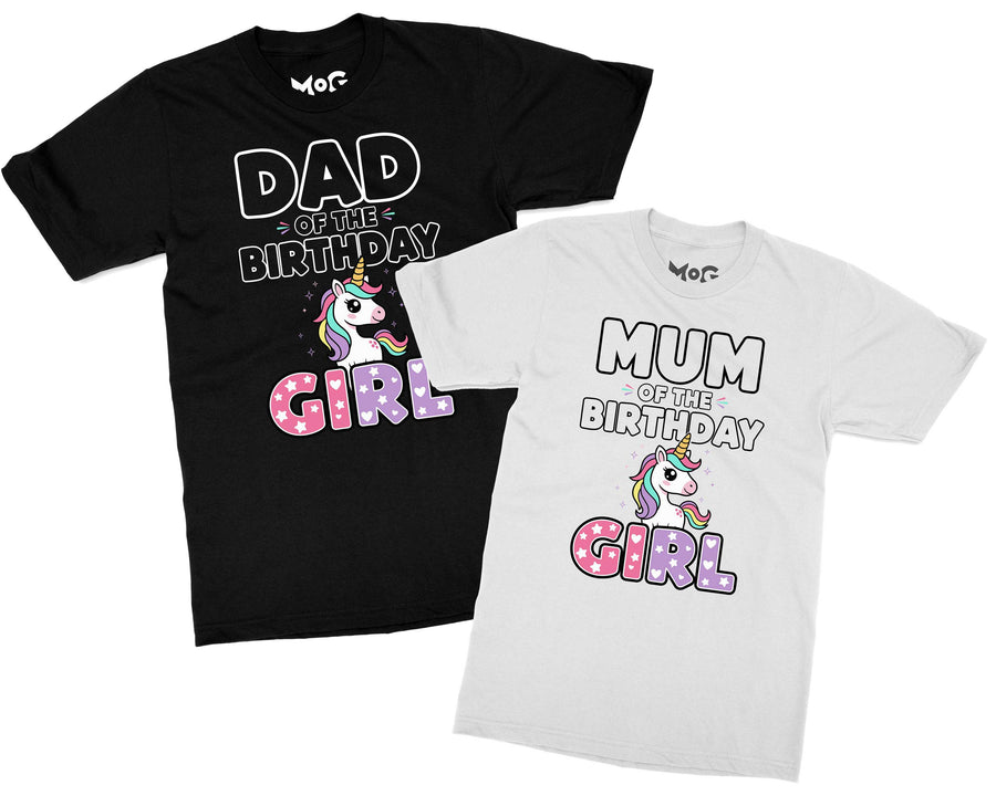 Dad Mum of Birthday Girl T-shirt Unicorn Rainbow Matching Family Shirt