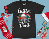 Personalised Xmas Text Photo  Christmas Custom Gift Unisex T-shirt