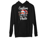 Custom Christmas Theme Santa Face Family Matching Photo Text Hoodies