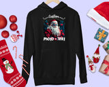 Custom Christmas Theme Santa Face Family Matching Photo Text Hoodies