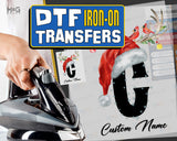 Christmas Custom Name Santa Snow Antlers DTF Heat Iron on Transfer For T-shirt