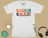 Custom Name Cousin Crew Retro T-shirt Funny Personalised Matching Tee For Cousins Kids