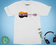 Guitar Cityscape Reflection T-shirt Music Lover Tee Guitarist Gift Top