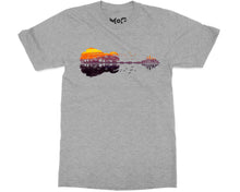 Guitar Cityscape Reflection T-shirt Music Lover Tee Guitarist Gift Top