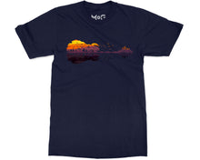 Guitar Cityscape Reflection T-shirt Music Lover Tee Guitarist Gift Top