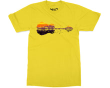 Guitar Cityscape Reflection T-shirt Music Lover Tee Guitarist Gift Top