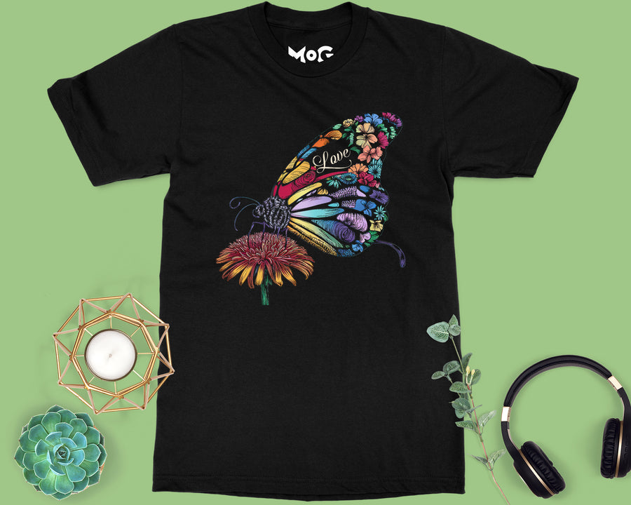 Butterfly Flower T-shirt Floral Love Tee Valentine’s Day Gift for Her