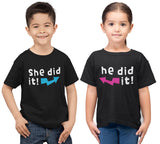 Funny Twins Matching T-Shirt He Did It She Did Siblings Boy Girl Gift