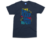 Funny Gaming T-shirt Eat Sleep Game Repeat Tumbler Tee Gamer Gift Top