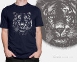 Majestic Tiger Face Wildlife T-shirt Monochrome Big Cat Lover Gift Tee