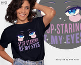 Funny Anime T-shirt Eyes Up Here Tee Kawaii Waifu Japanese Manga Gifts