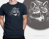 Funny Raccoon T-Shirt Eye-Patched Monochrome Black White Pirate Parody