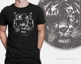 Wildlife Siberian Tiger Face T-Shirt Monochrome Animal Lovers Gift Tee