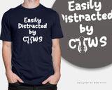 Easily Distracted by Cows T-shirt Funny Cow Farmer Life Dairy Farm Tee