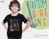 Autism Awareness Guitar T-Shirt Autistic Kids Parents Support Gift Tee