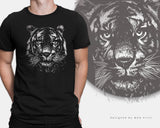 Majestic Tiger Face Wildlife T-shirt Monochrome Big Cat Lover Gift Tee