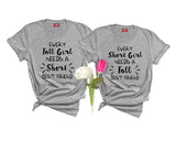 Best Friends matching t-shirts - Every Tall Short Girl Needs a Best Friend Set Tops - Fashion Tee for Pairs Tumblr Funny Gift for BFF