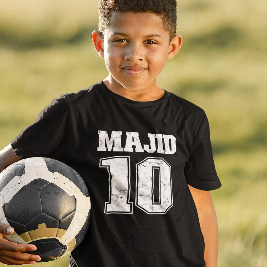Personalised Kids Football T-shirt Custom Name Number Footballer Gifts