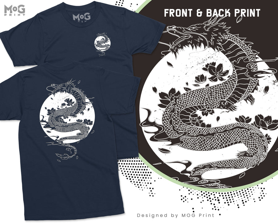 Black Dragon T-Shirt Japanese Streetwear Top Chinese Animal Anime Tee
