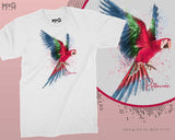 Colourful Parrot Art T-shirt Exotic Rare Birds Gift Tee for Birdwatcher