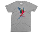 Colourful Parrot Art T-shirt Exotic Rare Birds Gift Tee for Birdwatcher