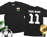 Wales Football T-shirt Welsh Flag Soccer Personalised Name Tee