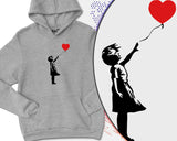 Banksy Balloon Girl Hoodie, Banksy Graffiti Art Hipster Painting Artist Cool Love Heart Artwork Graphics Gift Jumper - Unisex Gift Hoody