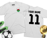 Wales Football T-shirt Welsh Flag Soccer Personalised Name Tee