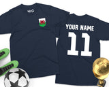 Wales Football T-shirt Welsh Flag Soccer Personalised Name Tee