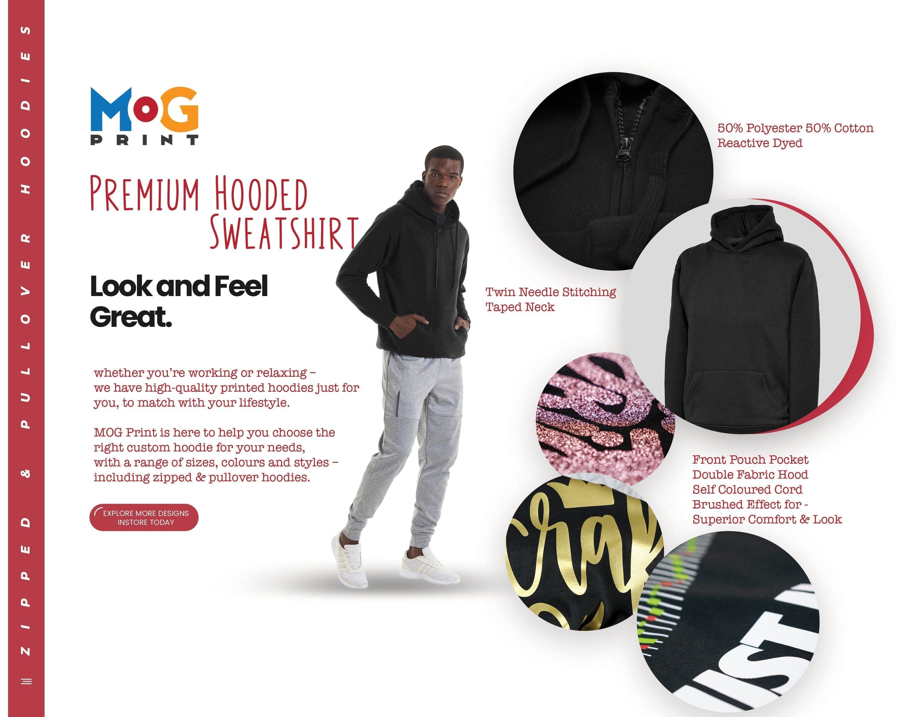 Custom Photo Zip Hoodie Personalised Own Logo Design Front Back