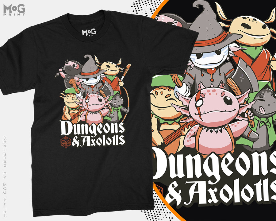 Dungeons and Axolotls T-shirt DnD Dungeon Master Funny RPG Gift Tee