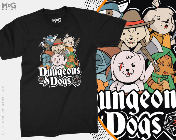 Dungeons and Dogs T-shirt DnD Gaming Geek D20 Puppy Lovers Gift Top