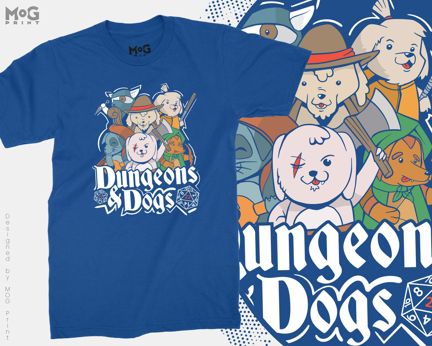 Dungeons and Dogs T-shirt DnD Gaming Geek D20 Puppy Lovers Gift Top