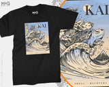 Japanese Kanagawa The Great Wave T-shirt Turtle Kanji Top Edo Frog Tee