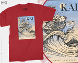 Japanese Kanagawa The Great Wave T-shirt Turtle Kanji Top Edo Frog Tee