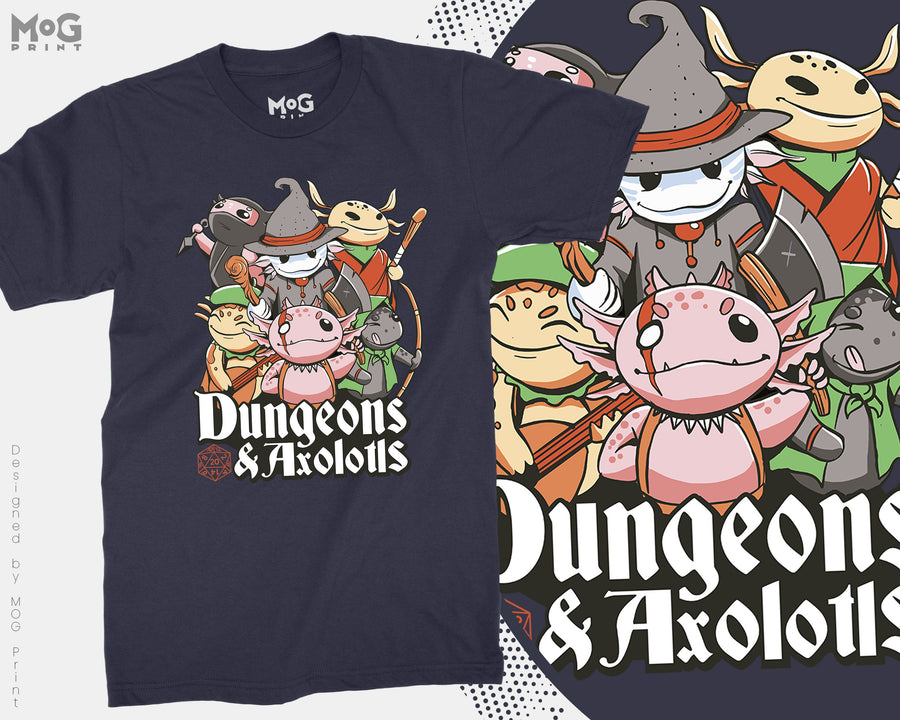 Dungeons and Axolotls T-shirt DnD Dungeon Master Funny RPG Gift Tee