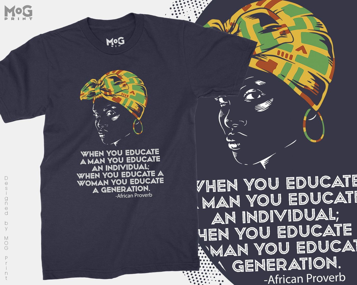 African Woman T-Shirt Tribal Wisdom Proverb Afro Feminist Support Tee