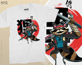 Japanese Raccoon Dog T-shirt Anime Samurai Ninja Avatar Otaku Tee