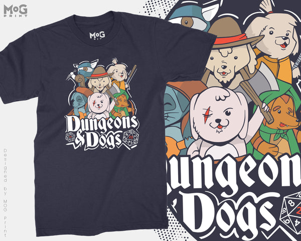 Dungeons and Dogs T-shirt DnD Gaming Geek D20 Puppy Lovers Gift Top