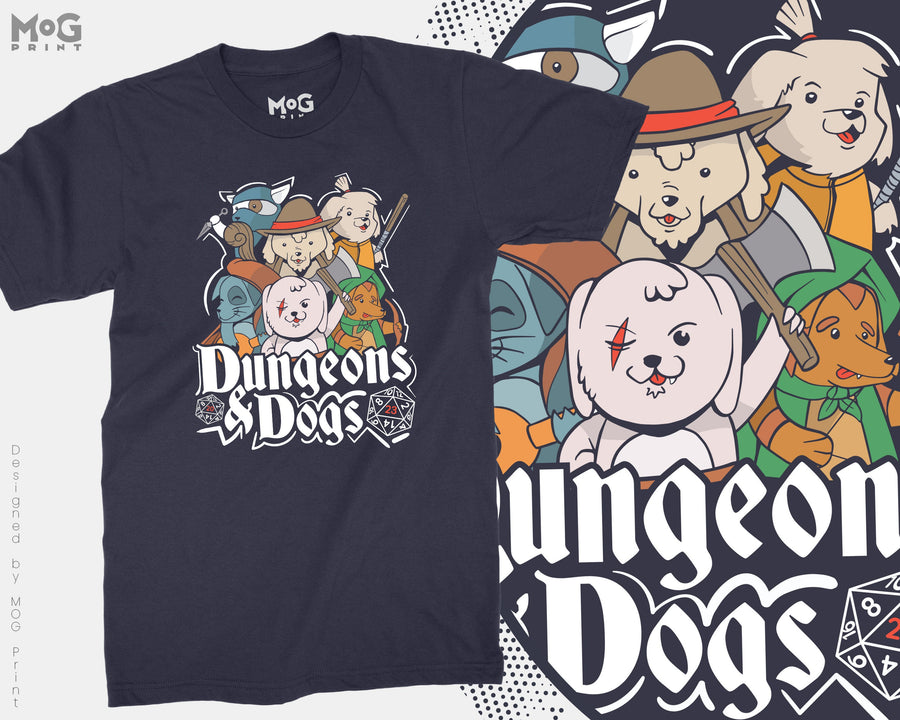 Dungeons and Dogs T-shirt DnD Gaming Geek D20 Puppy Lovers Gift Top